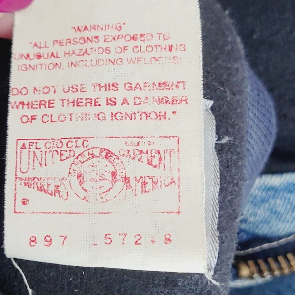Vtg Carhartt Jacket Mens L Blue Denim Varsity Detroit Collegiate Bomber USA Made - Picture 11 of 16